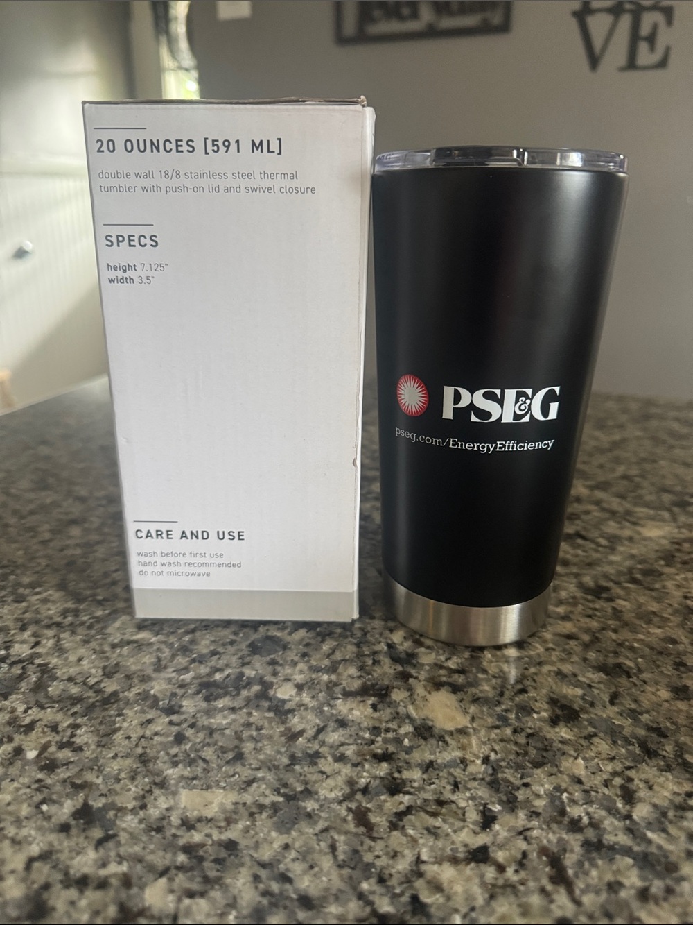 PSEG Black Insulated Travel Tumbler - 20oz